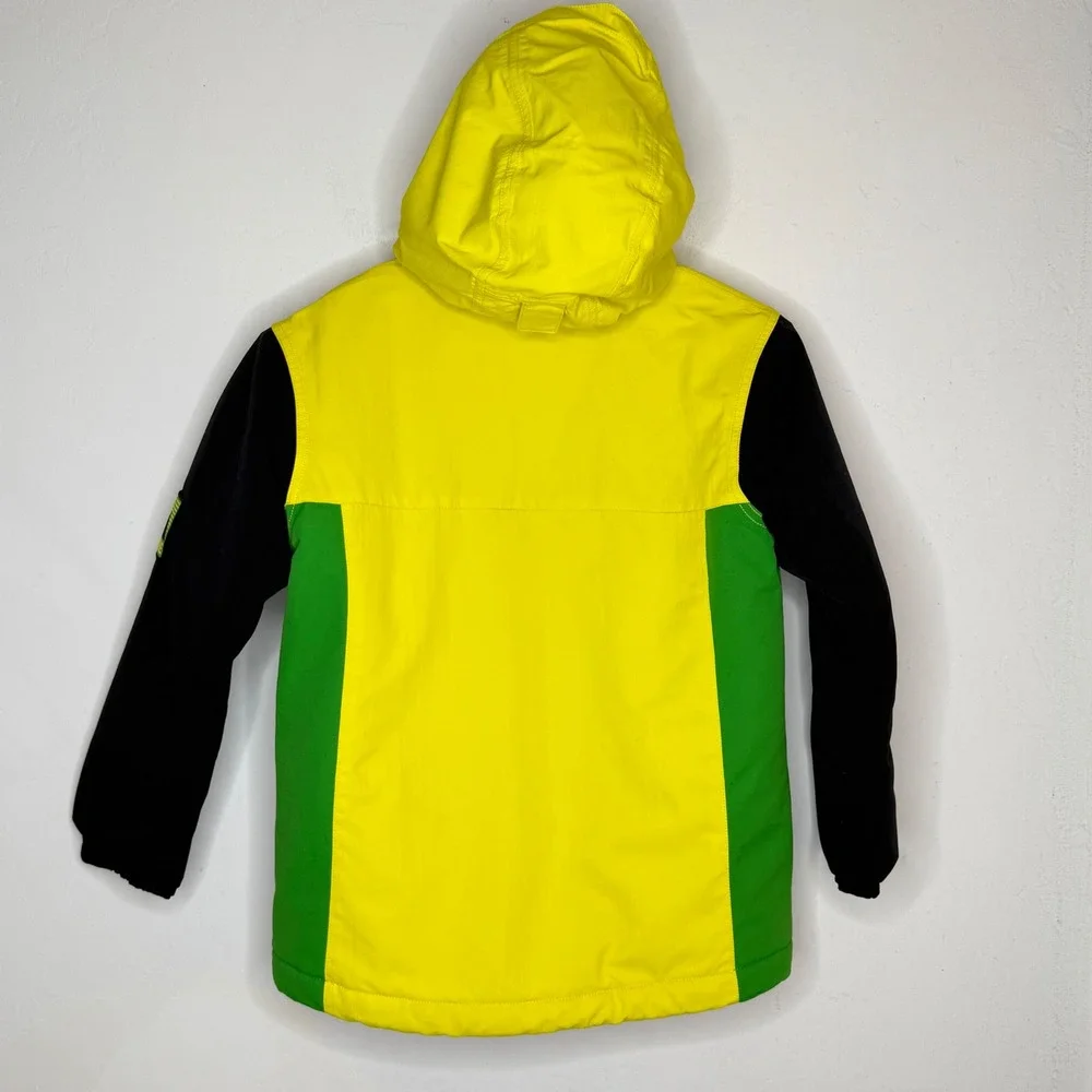 Bonfire Kids Medium Snowboard Jacket Green Yellow Black Insulated Gorpcore Neon